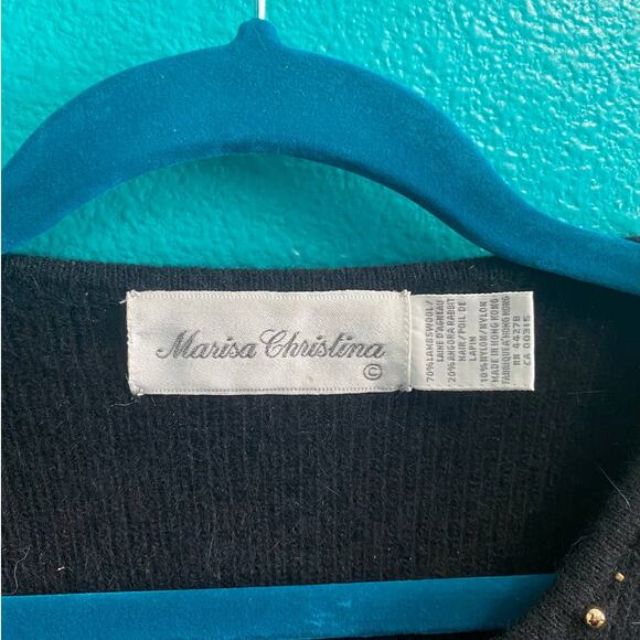 Marisa Christina Lambswool Angora Black Gold Medallion Sweater Size S-M - Picture 7 of 10